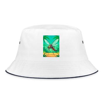Anopheles-Mücke – weit verbreitet in tropischen - Bucket Hat - Weiß/Navy - Vorne