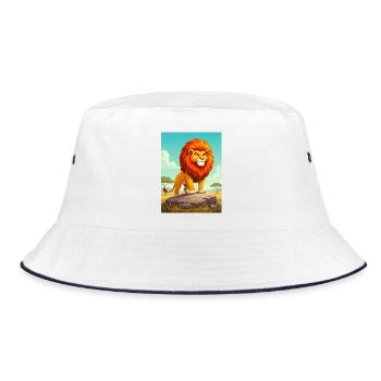 Le lion, prédateur mortel de la savane africaine - Bob - blanc/marine - Devant