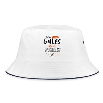 Name Gilles Birthday Gift idea man - Bucket Hat - white/navy - Front
