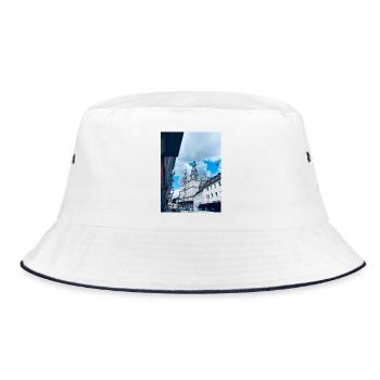 Architektur der Kathedrale in der Altstadt - Bucket Hat - Weiß/Navy - Vorne