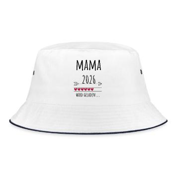 Werdende Mama 2026 Geschenk Schwangerschaft - Bucket Hat - Weiß/Navy - Vorne