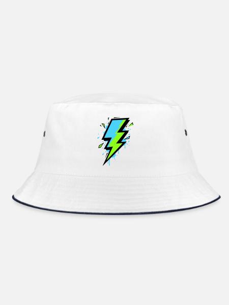Strahl der modernen Elektrizität - Bucket Hat - Weiß/Navy - Vorne