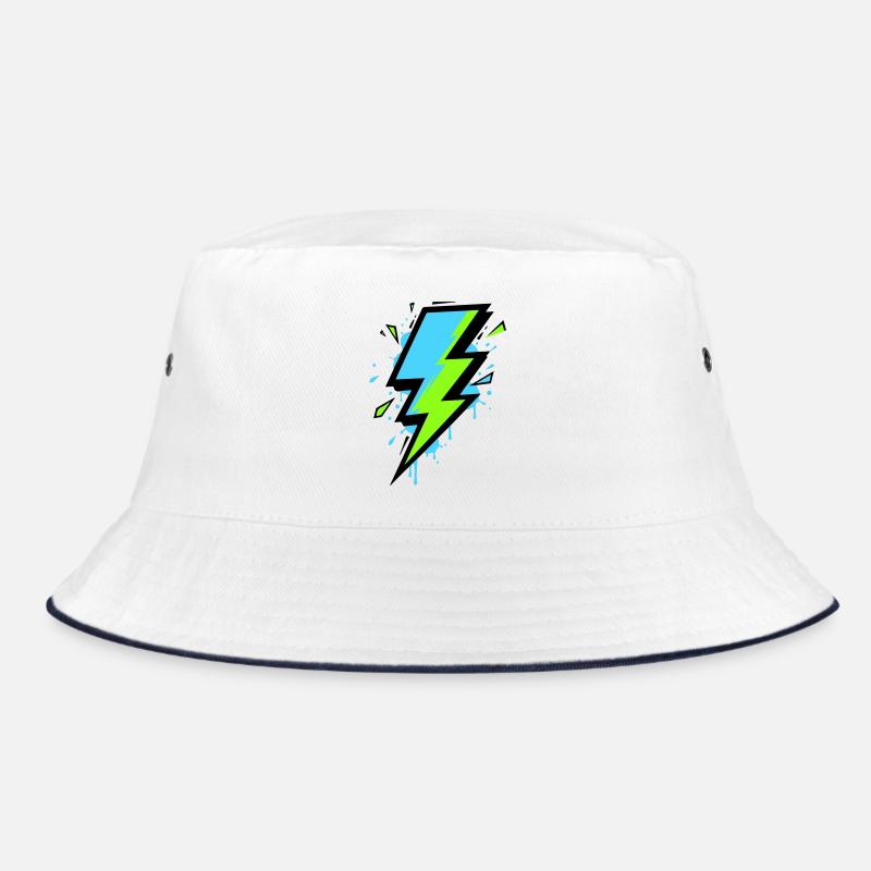Strahl der modernen Elektrizität - Bucket Hat - Weiß/Navy