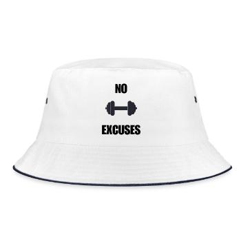 Fitness Design | No Excuses – Motivational Design for - Bucket Hat - white/navy - Front