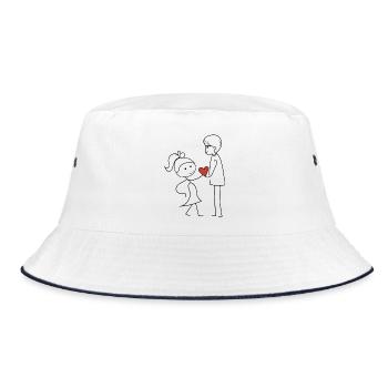 Friends exchanging affection - Bucket Hat - white/navy - Front