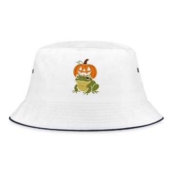 Grenouille verte sous la citrouille d’Halloween - Bob - blanc/marine - Devant