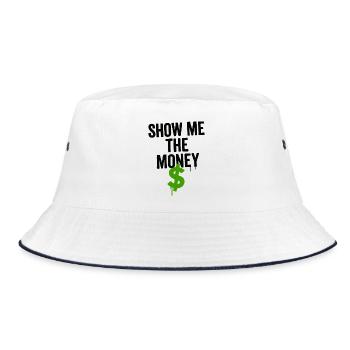 Humorvolles Finanzmotiv mit Dollarzeichen - Bucket Hat - Weiß/Navy - Vorne