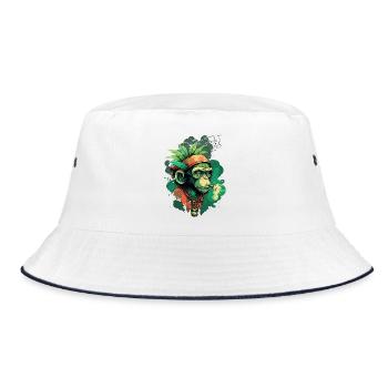 Tête de gorille verte avec ruban de feuille - Bob - blanc/marine - Devant