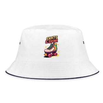 Skate & Shine Neon Roller - Bucket Hat - Weiß/Navy - Vorne