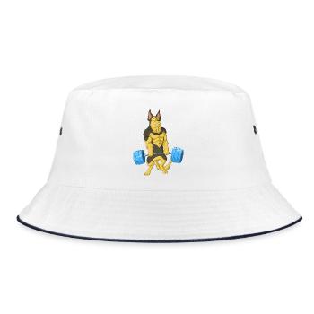 German Shepherd Weightlifting - Bucket Hat - white/navy - Front
