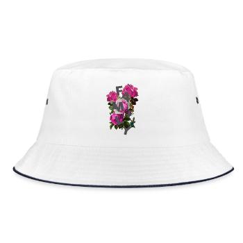 Florale Familienmonogramm Collage - Bucket Hat - Weiß/Navy - Vorne