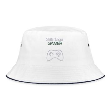 365 Tage Gamer Controller Icon - Bucket Hat - Weiß/Navy - Vorne