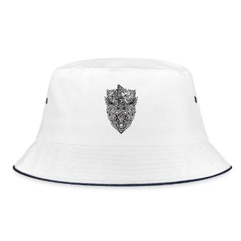 Wikinger-Totem: Wolf • Rabe • Wildschwein - Bucket Hat - Weiß/Navy - Vorne