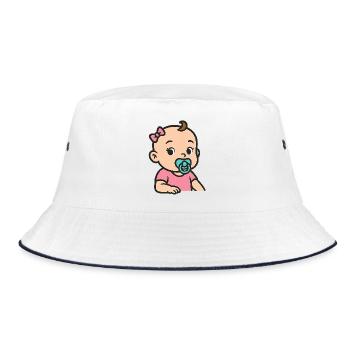 Bébé avec tétine dessin animé fille - Bob - blanc/marine - Devant
