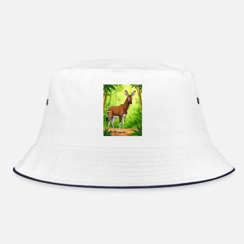 The mysterious rainforest creature with zebra  - Bucket Hat - Weiß/Navy