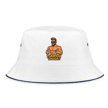 PUMPS DIGGA Cartoon Bodybuilder - Bucket Hat - white/navy - Front