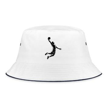 Basketball Dunk - Cool Silhouette Logo - Bucket Hat - white/navy - Front