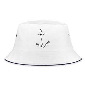 Anchor Sketch – Maritime Symbol of Durability - Bucket Hat - white/navy - Front