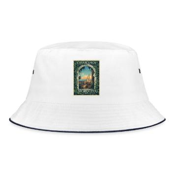 Casablanca Marokko 1912 Vintage Poster - Bucket Hat - Weiß/Navy - Vorne