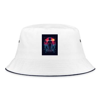 Astronaut Neon Sunset - Bucket Hat - white/navy - Front