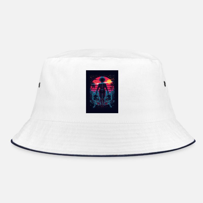 Astronaut Neon Sunset - Bucket Hat - Weiß/Navy