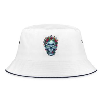 Crâne de cristal avec des fleurs tropicales - Bob - blanc/marine - Devant