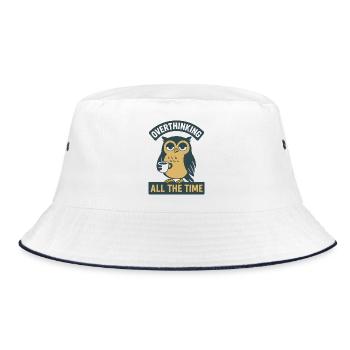 Always rethink owl motif - Bucket Hat - white/navy - Front