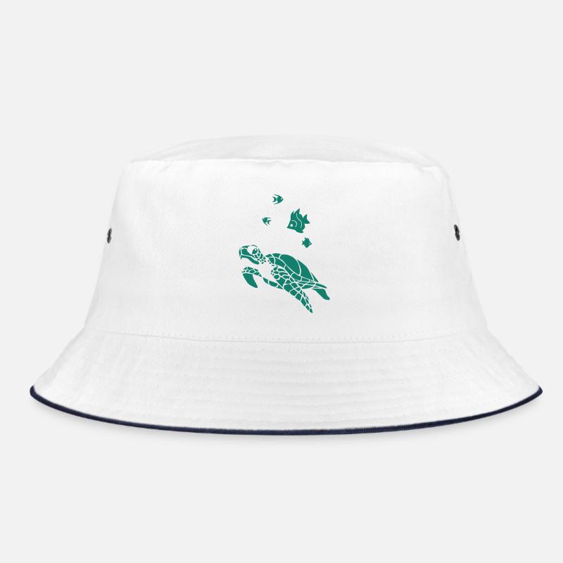 Turtle anf Flag fish - Bucket Hat - Weiß/Navy
