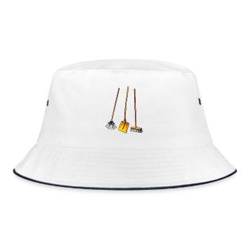 Leaf rake, shovel and broom - Bucket Hat - white/navy - Front