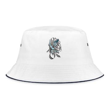 Indigo Flower Line Design - Bucket Hat - white/navy - Front