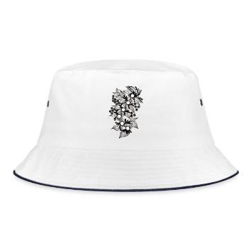 Black and White Flower Spiral - Bucket Hat - white/navy - Front