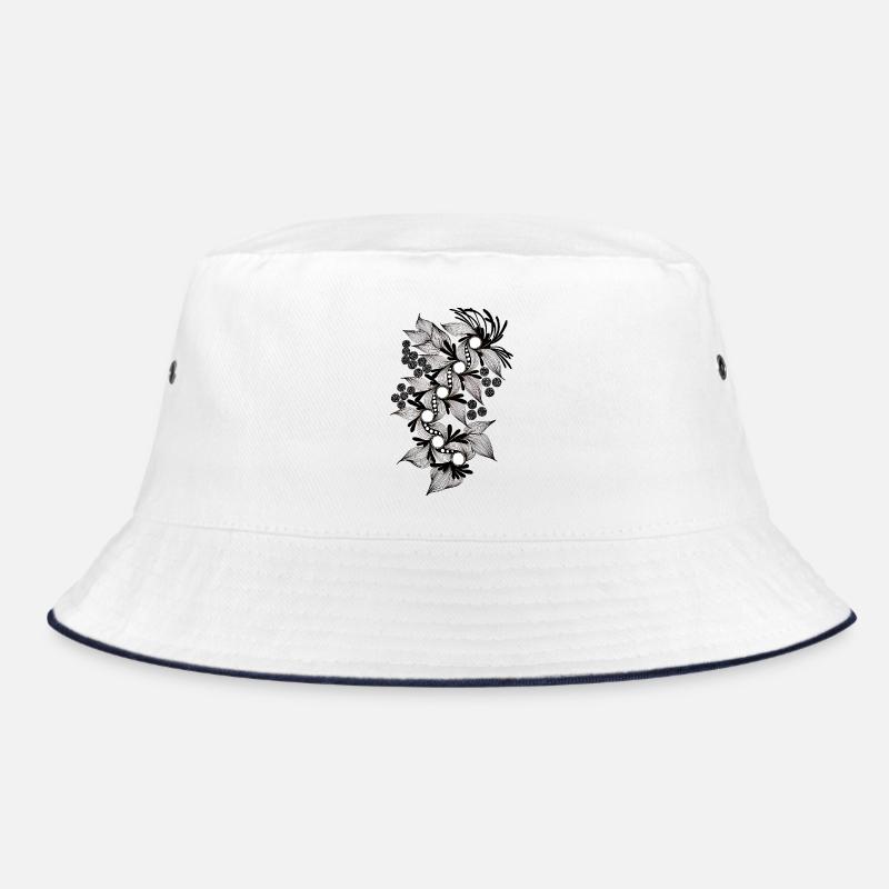 Spirale de fleurs noires et blanches - Bob - blanc/marine