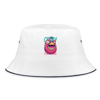 Crazy Chicken Cartoon Monster - Bucket Hat - white/navy - Front
