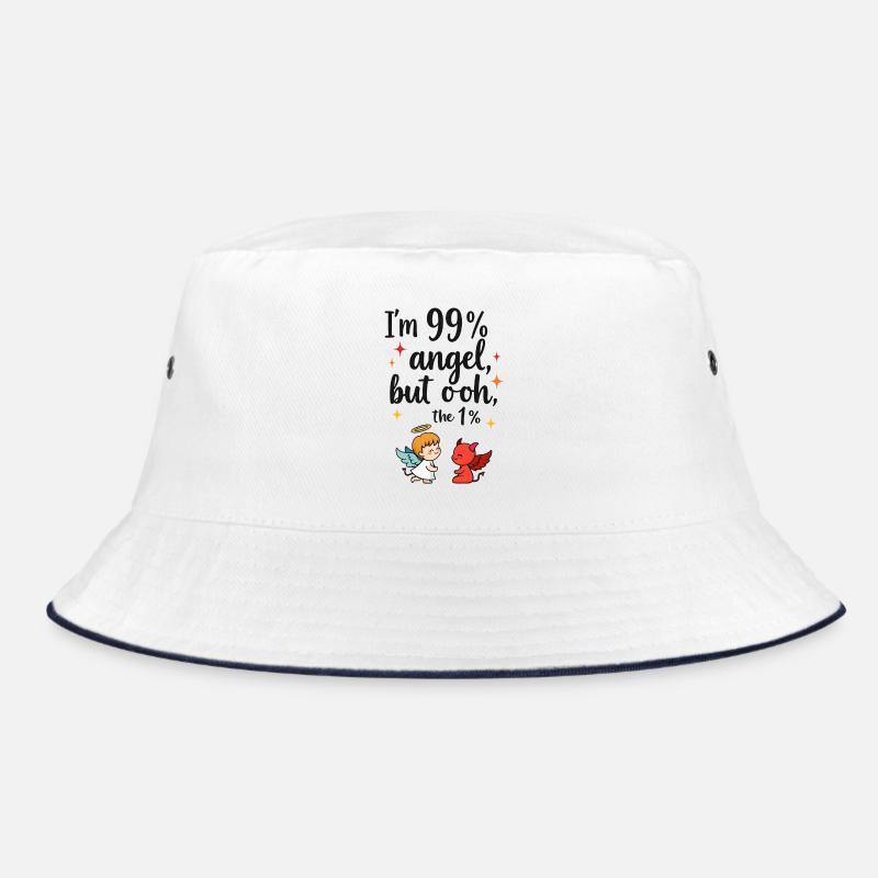 99% Angel, 1% Devil – Funny Cartoon Design Bucket Hat