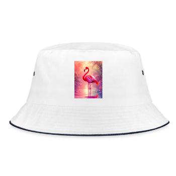 Flamingo – Geist der Anmut und Farbe - Bucket Hat - Weiß/Navy - Vorne