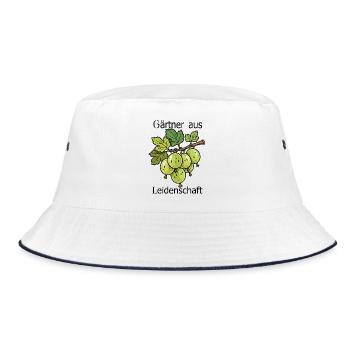 Green gooseberries on a branch - Bucket Hat - white/navy - Front