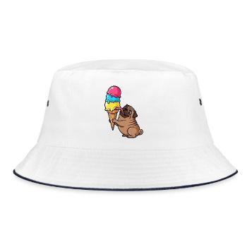Süßer Mops mit Eis Eiskugel Sommer Cartoon - Bucket Hat - Weiß/Navy - Vorne