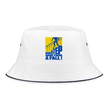 Nur einen Schritt vom Sturz entfernt - Bucket Hat - Weiß/Navy - Vorne