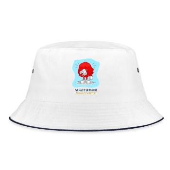 I’ve Had It Up to Here – Thanks Winter! - Bucket Hat - Weiß/Navy - Vorne