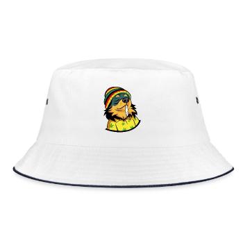 Glücklicher Welpe - Bucket Hat - Weiß/Navy - Vorne