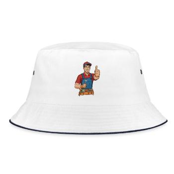 Cheerful Craftsman Thumbs Up - Bucket Hat - white/navy - Front