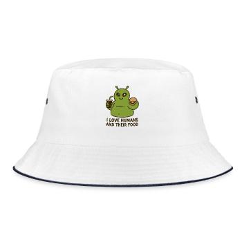 Alien Foodie Loves Humans - Bucket Hat - white/navy - Front
