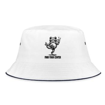 Find Your Center – Yoga Frog Illustration - Bucket Hat - white/navy - Front