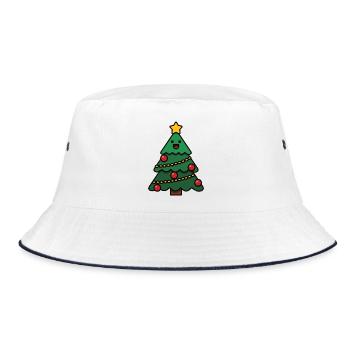 Small Merry Christmas Tree - Bucket Hat - white/navy - Front