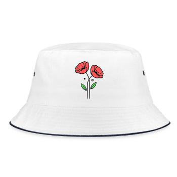 Poppy-Poppies-Minimalist-Line-Art-5 - Bucket Hat - white/navy - Front