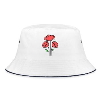 Poppy-Poppies-Minimalist-Line-Art-1 - Bucket Hat - white/navy - Front