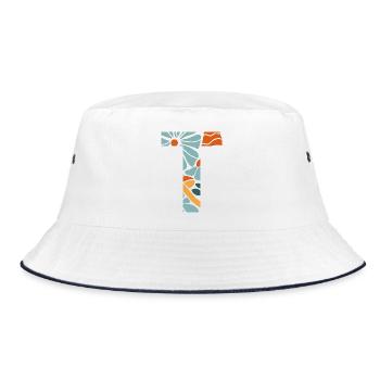Lettre t fleurs groovy idée cadeau  - Bob - blanc/marine - Devant