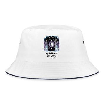 Spirituelles & gemütliches Mond Tarot Design - Bucket Hat - Weiß/Navy - Vorne