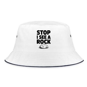 Stop I See a Rock - Bucket Hat - white/navy - Front