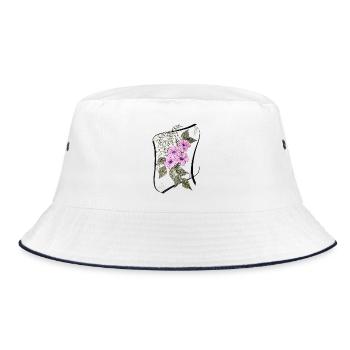 Flower Tendrils Corset - Bucket Hat - white/navy - Front